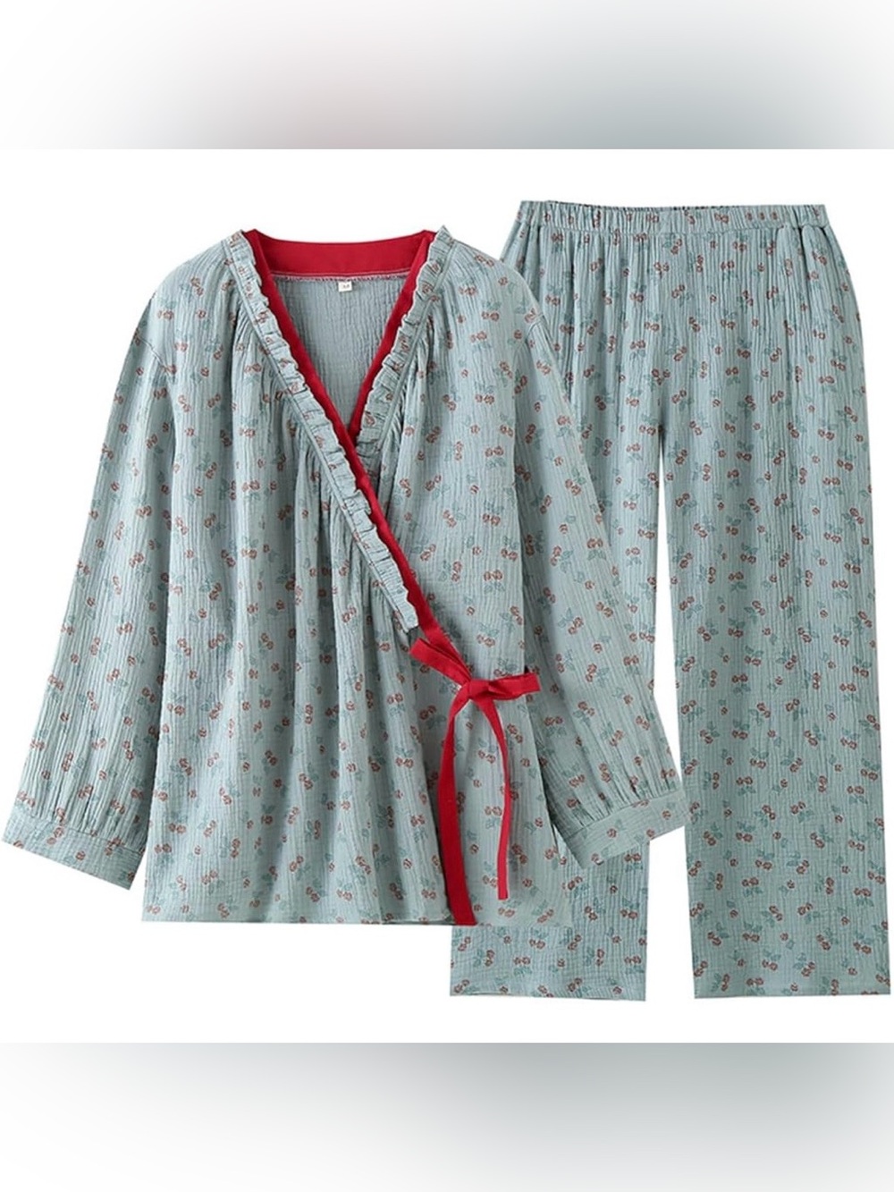 Pajama Matching Set Cotton Floral Kimono Nursing Friendly Retro Sleepwear Lounge